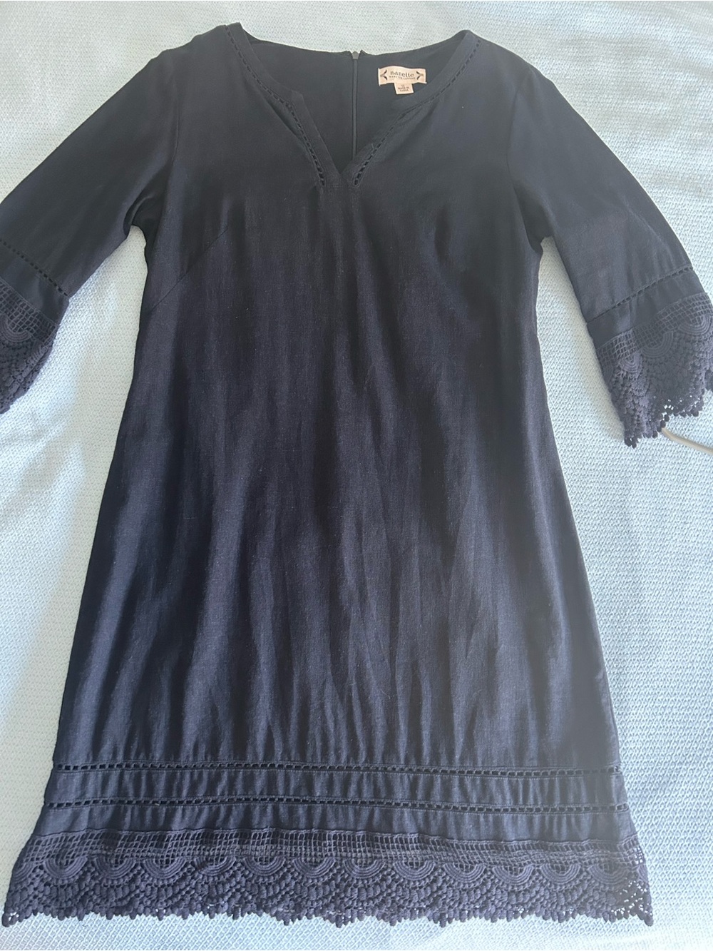 Nanette Nanette Lepore Navy Blue Linen Blend Dress Size 12